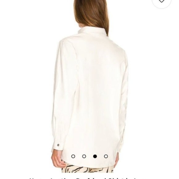 WeWoreWhat Vegan Leather Boyfriend Shirt in Ivory - Picture 4 of 10